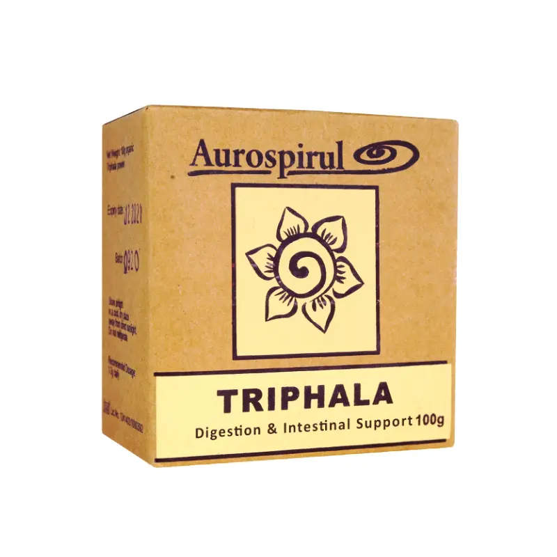 Triphala Aurospirul 100 g – opakowanie produktu w proszku