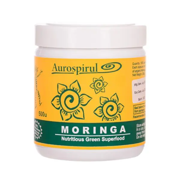 Moringa Aurospirul 500 kapsułek – opakowanie produktu