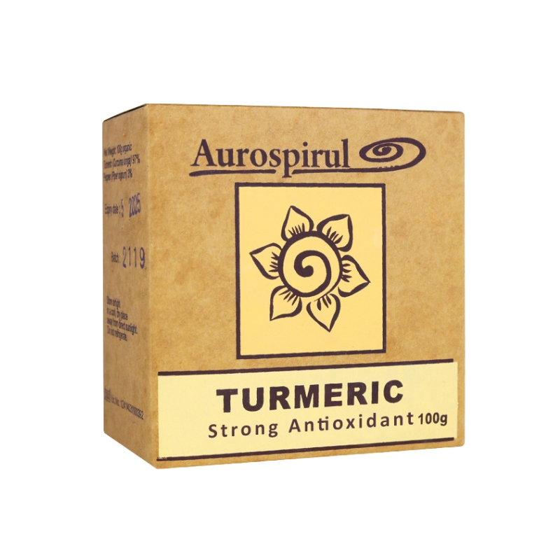Kurkuma Aurospirul 100 g – opakowanie produktu w proszku