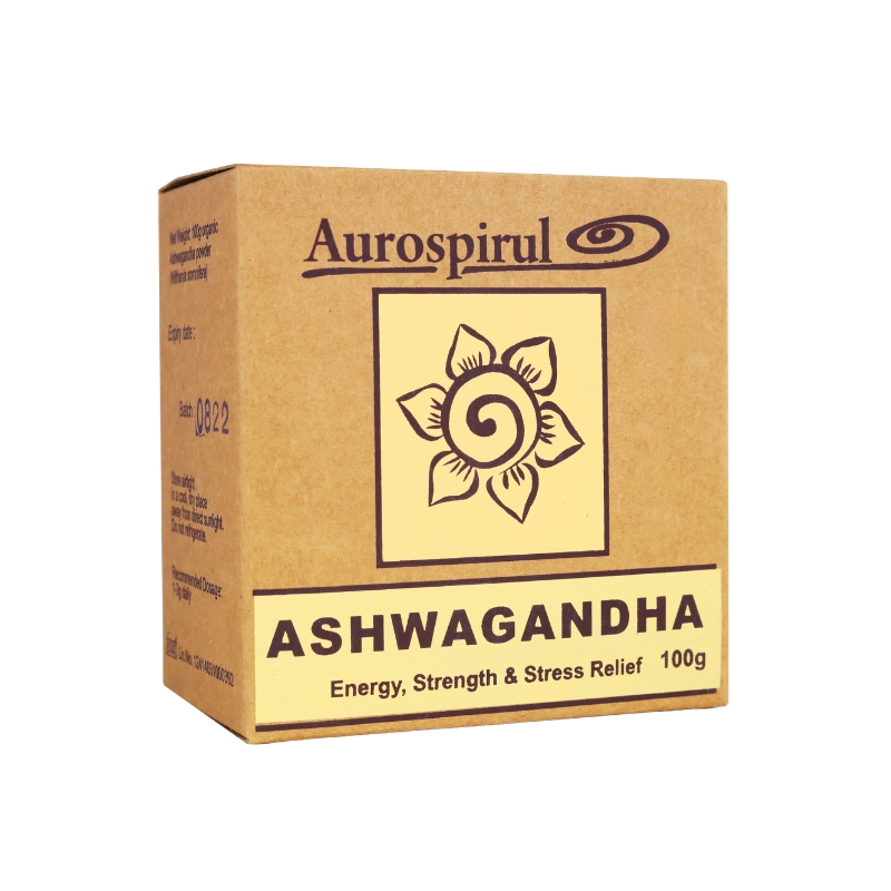Ashwagandha Aurospirul 100 g – opakowanie produktu w proszku