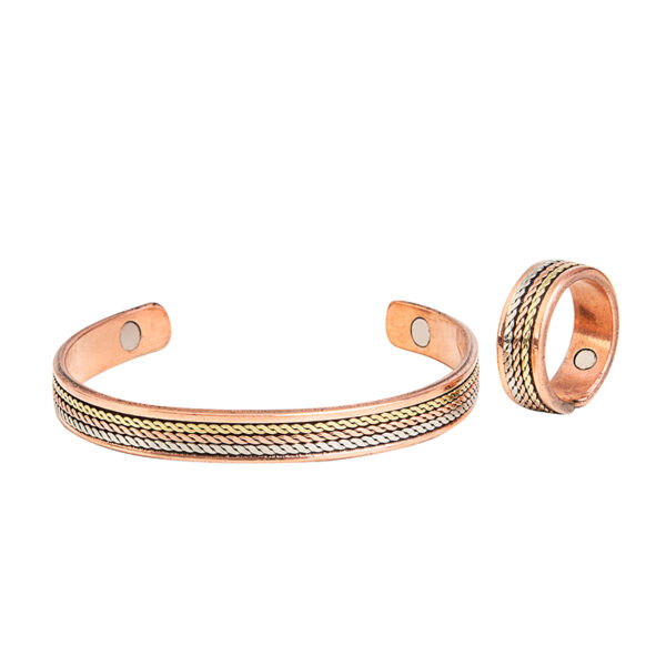 Zestaw miedziany bransoletka i pierścionek z magnesem R7_1_ 5905771174903