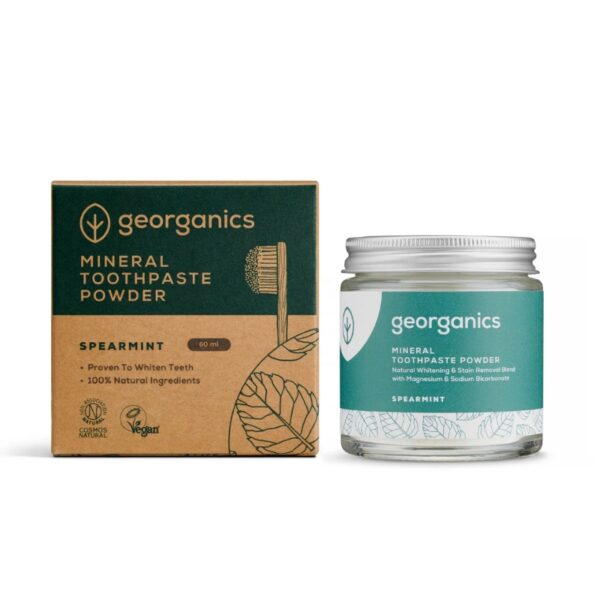 Proszek do czyszczenia zębów Zielona mięta naturalny mineralny 60ml Georganics